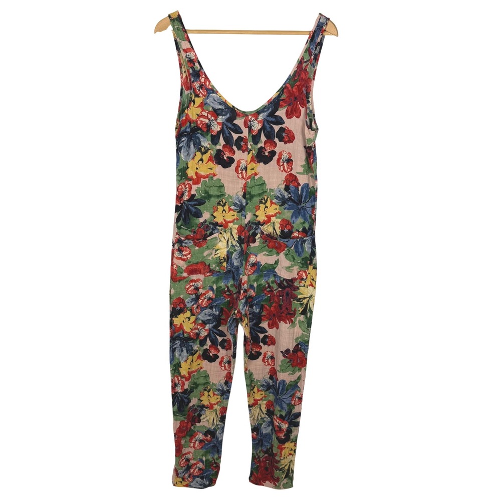 Tysa Harlow Floral Jumpsuit Size 0 EUC Pockets Boho Resortwear Slouchy Harem